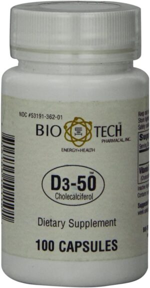 Bio-Tech Pharmacal D3-50 50,000 IU, 100 Capsules Ð All-Natural Supplement