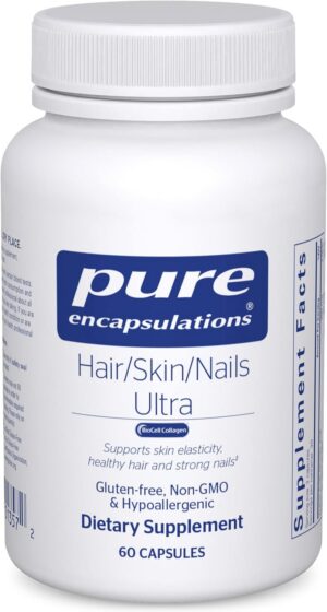 Pure Encapsulations Hair/Skin/Nails Ultra - Supplement for Collagen, Anti Aging, Keratin, Antioxidants, Skin Hydration, Hair, and Nails* - with Biotin, Vitamin C, and More - 60 Capsules