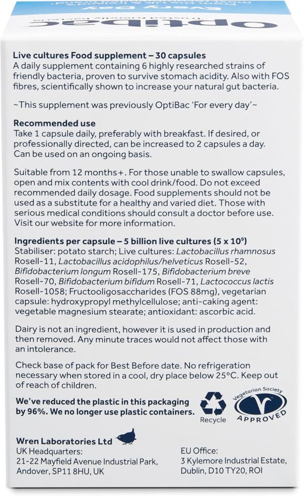 Optibac Probiotics for Daily Wellbeing - Pack of 30 Capsules - Image 8