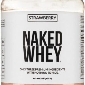 NAKED Strawberry Whey Protein Powder, Only 3 Ingredients, 25g Grass Fed Whey Protein Powder, Aid Muscle Growth & Recovery - 24 Servings