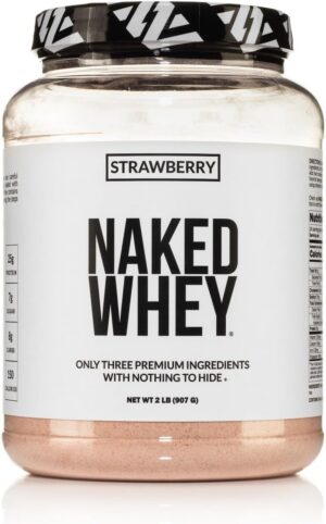 NAKED Strawberry Whey Protein Powder, Only 3 Ingredients, 25g Grass Fed Whey Protein Powder, Aid Muscle Growth & Recovery - 24 Servings