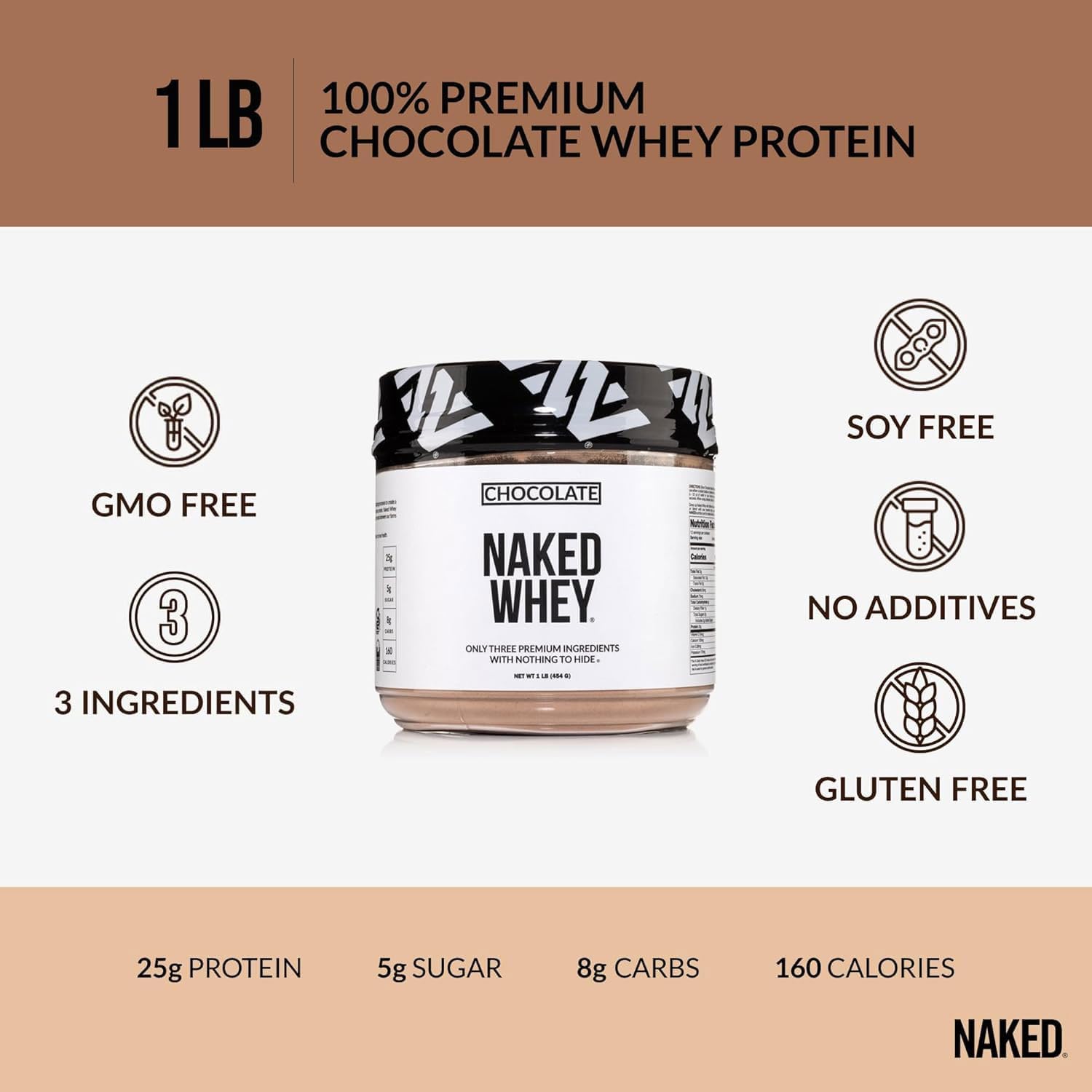 NAKED Chocolate Whey 1LB - All Natural Grass Fed Whey Protein Powder, Organic Cacao, and Coconut Sugar - No GMO, No Soy, and Gluten Free, Aid Growth and Recovery - 12 Servings - Image 7