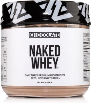 NAKED Chocolate Whey 1LB - All Natural Grass Fed Whey Protein Powder, Organic Cacao, and Coconut Sugar - No GMO, No Soy, and Gluten Free, Aid Growth and Recovery - 12 Servings