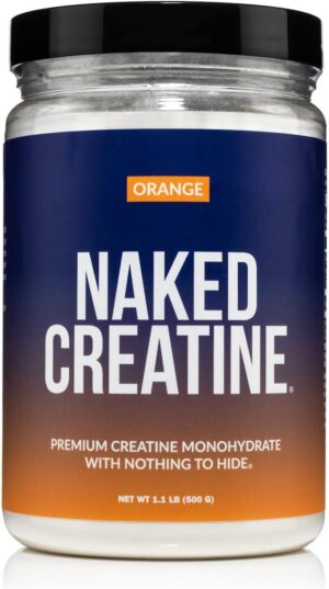 NAKED Pure Micronized Orange Creatine Monohydrate - 36 Servings - 500 Grams, 1.1Lb Bulk, Vegan, Non-GMO, Gluten Free, Soy Free. Aid Strength Gains, No Additives