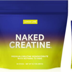 NAKED Pure Micronized Lemon Lime Creatine Monohydrate Stick Packs, Vegan, Non-GMO, Gluten Free, Soy Free. Aid Strength Gains, No Additives - 30 Stick Packs