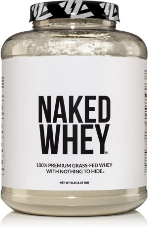 NAKED WHEY 5LB 100% Grass Fed Unflavored Whey Protein Powder - Only 1 Ingredient, Undenatured - No GMO, Soy or Gluten - No Preservatives - Promote Muscle Growth and Recovery - 76 Servings