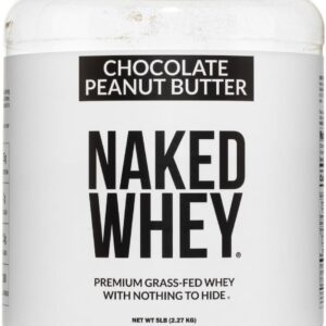 NAKED Whey Chocolate Peanut Butter Grass Fed Whey Protein Powder, No GMO, No Soy, and Gluten Free, Aid Growth and Recovery - 52 Servings