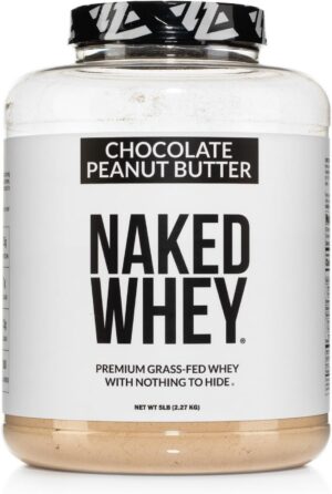 NAKED Whey Chocolate Peanut Butter Grass Fed Whey Protein Powder, No GMO, No Soy, and Gluten Free, Aid Growth and Recovery - 52 Servings