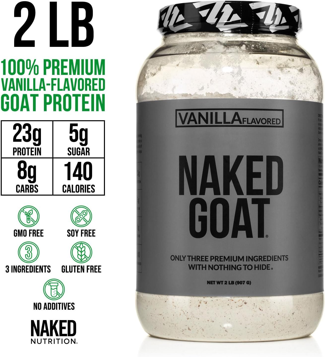 NAKED Goat Vanilla Protein Powder - Pasture Fed Goat Whey Protein Powder from Small-Herd Dairies - Only 3 Ingredients - GMO Free, Soy Free - All Natural - 23 Grams of Protein - 25 Servings - Image 3