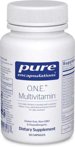 Pure Encapsulations O.N.E. Multivitamin - Once Daily Multivitamin with Antioxidant Complex Metafolin, CoQ10, and Lutein to Support Vision, Cognitive Function, and Cellular Health* - 30 Capsules