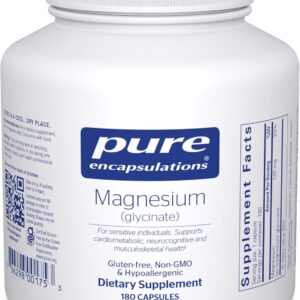 Pure Encapsulations Magnesium (Glycinate) - Supplement to Support Stress Relief, Sleep, Heart Health, Nerves, Muscles, and Metabolism* - with Magnesium Glycinate - 180 Capsules