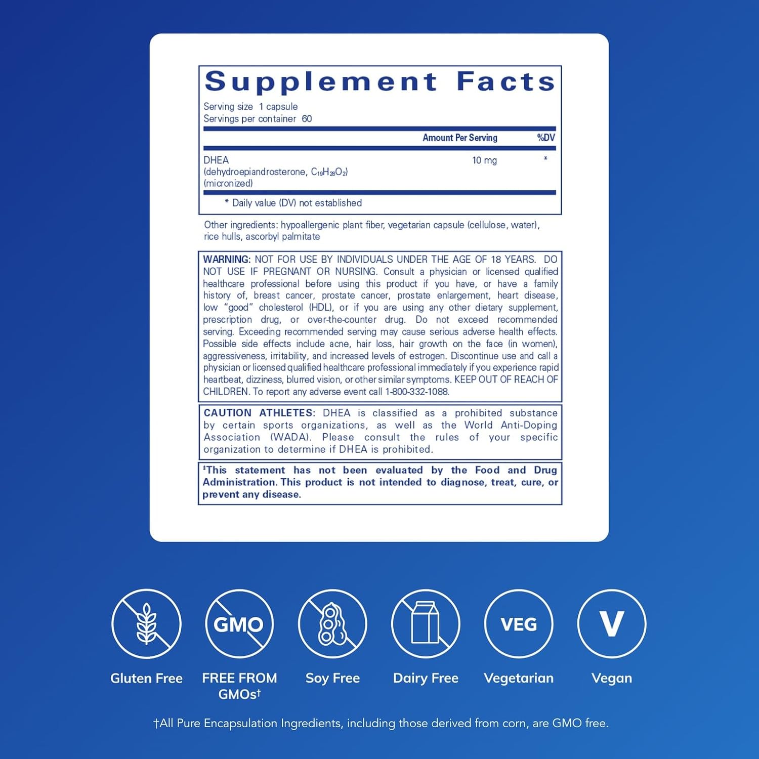 Pure Encapsulations DHEA 10 mg - Adrenal Supplement for Immune Support, Metabolism & Hormone Balance - with Micronized DHEA - 60 Capsules - Image 2