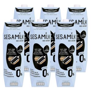 Sesamilk: Sesame Milk (Unsweetened Black Sesame Milk), 33.8 Fl Oz (Pack of 6) Vegan Dairy Free│Soy and Nut Free │Gluten Free │Low Sodium │0% Sugar │Halal